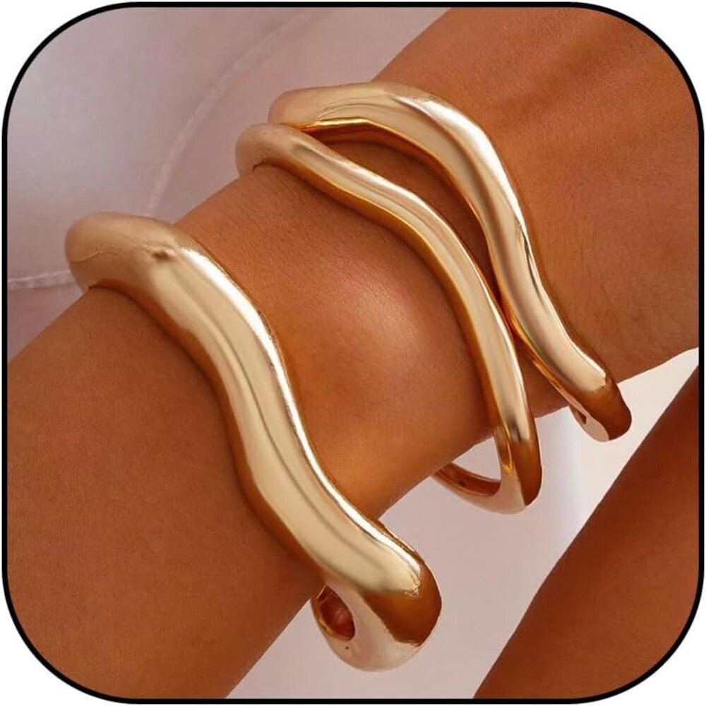 Gold Bangles for Women Bangle Bracelets Chunky Bangles Bracelets Non Tarnish Gol